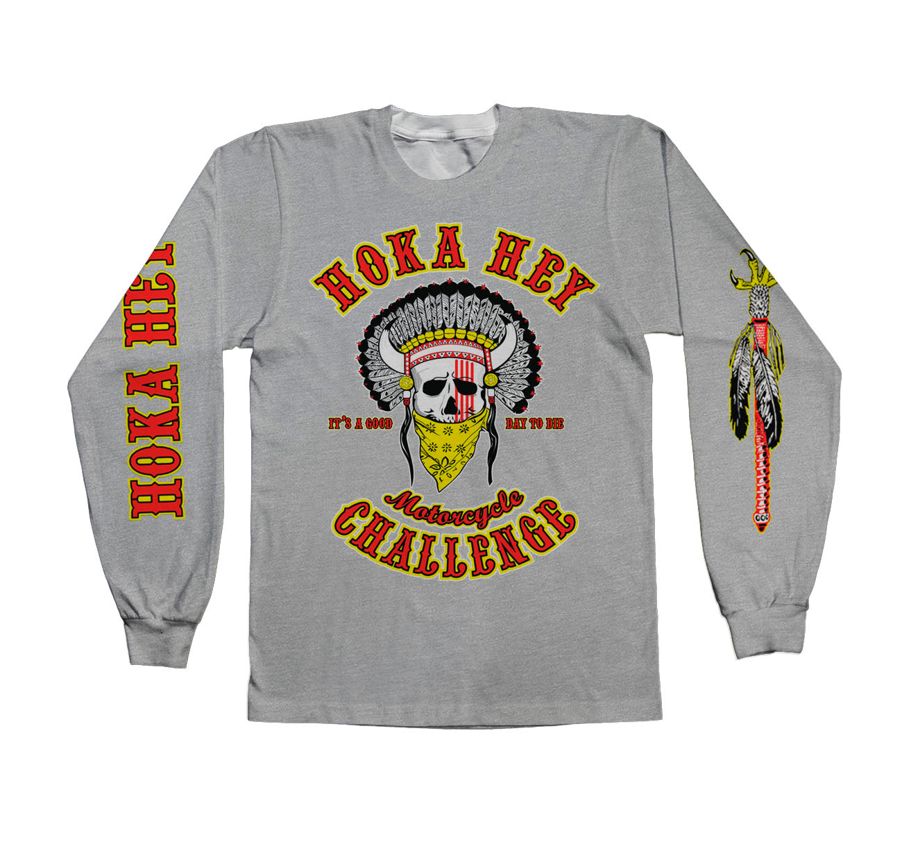 Grey Front Design Long Sleeve Gildan
